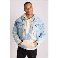 Liquor n Poker Men's Cloudy Bleach Wash Denim Jacket in Light Blue | Size: Small