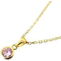 Harfi Women's Mini Round Rose Quartz October Birthstone Pendant Necklace in Pink | Size: 18 inches