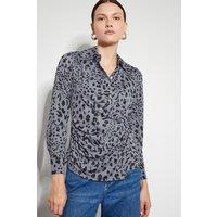 Monsoon Women's Aubrey Jersey Leopard Print Shirt in Grey | Size: 24