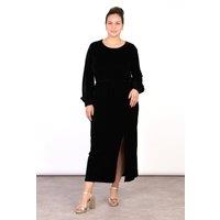 Sarta Women's Black Velvet Long Sleeve Midi Dress | Size: Small