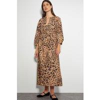 Monsoon Women's Raife Leopard Print Tie Midi Dress in Natural | Size: XL