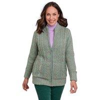 Amber Women's Borg Fleece Lined Zip Cardigan in Green | Size: 24-26