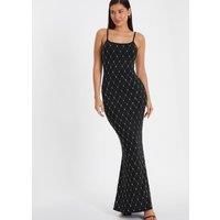 Quiz Women's Black Diamante Strappy Maxi Dress | Size: 14