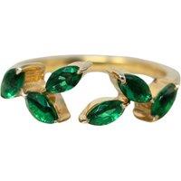Harfi Women's Open Leaf Emerald Gemstone May Birthstone Gold Vermeil Ring