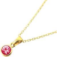 Harfi Women's Mini Round Ruby July Birthstone Pendant Necklace in Pink | Size: 18 inches