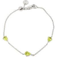 Harfi Women's Peridot August Birthstone Minimalist Sterling Silver Bracelet | Size: 7.5 inches