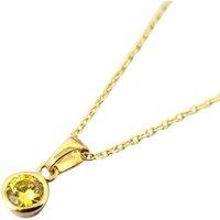 Harfi Women's Mini Round Citrine November Birthstone Pendant Necklace in Orange | Size: 18 inches