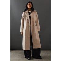Double Breasted Wool Blend Maxi Coat