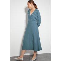 Monsoon Women's Wynn Knit Wrap Midi Dress in Blue | Size: Small