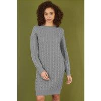 Yumi Women's Grey Cable Knit Tunic Dress | Size: S/M
