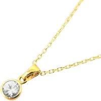Harfi Women's Mini Round White Topaz April Birthstone Pendant Necklace | Size: 18 inches