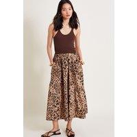 Monsoon Women's Raife Leopard Print Skirt in Natural | Size: XL