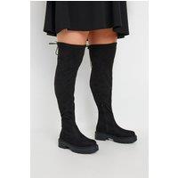 Yours Women's Extra Wide Fit Knee High Boots in Black | Size: 5EEE