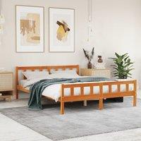 Bed Frame with Headboard Wax Brown 150x200 cm King Size Solid Wood Pine