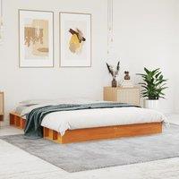 Berkfield Home Bed Frame without Mattress Wax Brown 150x200 cm King Size Solid Wood Pine