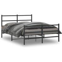 Berkfield Home Metal Bed Frame without Mattress with FootboardBlack 135x190cm in Black | Size: 135x190 cm
