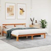 Bed Frame with Headboard Wax Brown 160x200 cm Solid Wood Pine