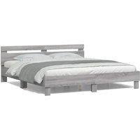 Berkfield Home Bed Frame with LED without Mattress Grey Sonoma 160x200 cm