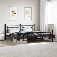 Berkfield Home Metal Bed Frame without Mattress with Footboard Black 193x203cm | Size: 193x203 cm