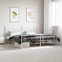 Berkfield Home Metal Bed Frame without Mattress with Footboard White 193x203cm | Size: 193x203 cm