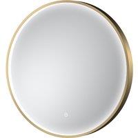 Balterley Round Inset Framed LED Mirror with Demister Pad, 600mm - Brushed Brass in Metallics