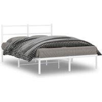 Berkfield Home Metal Bed Frame without Mattress with Headboard White 140x190cm | Size: 140x190 cm