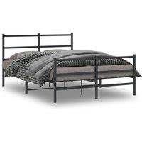 Berkfield Home Metal Bed Frame without Mattress with FootboardBlack 140x190cm in Black | Size: 140x190 cm