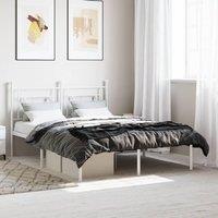 Berkfield Home Metal Bed Frame without Mattress with Headboard White 135x190cm | Size: 135x190 cm