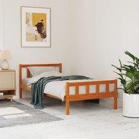 Berkfield Home Bed Frame with Headboard Wax Brown 75x190 cm Small Single Solid Wood Pine