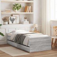 Berkfield Home Bed Frame with Drawers Grey Sonoma 90x190 cm Single