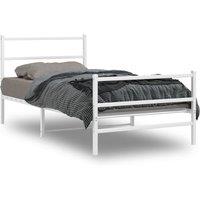 Metal Bed Frame without Mattress with FootboardWhite 100x190cm