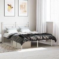 Metal Bed Frame without Mattress with Headboard White 140x190cm