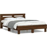 Berkfield Home Bed Frame without Mattress Brown Oak 135x190 cm Double