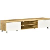HOMCOM Modern Unit for TV w/ Cabinet Shelf for Living Room Oak in Brown