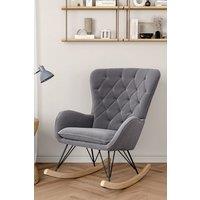 Grey Modern Upholstered Rocking Chair for Living Room Bedroom
