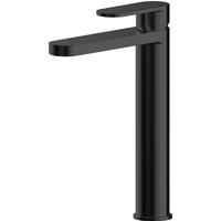 Balterley Current Round High Rise Mono Basin Mixer Tap, Flat Spout - Matt Black