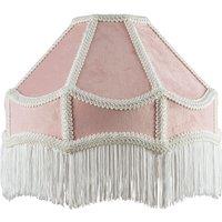 Happy Homewares Traditional Victorian Empire Soft Velvet Lamp Shade with Lengthy Tassels in Pink | Size: 12 inches