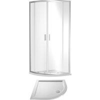 Balterley Ruwa Quadrant Shower Suite & 6mm Glass 800x800mm Tray Enclosure Chrome in Silver