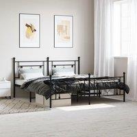 Berkfield Home Metal Bed Frame without Mattress with Footboard Black 183x213cm | Size: 183x213 cm