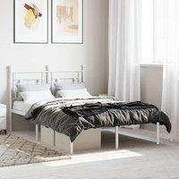 Berkfield Home Metal Bed Frame without Mattress with Headboard White 120x200cm | Size: Small Double
