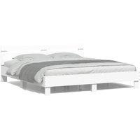 Bed Frame with LED without Mattress White 160x200 cm