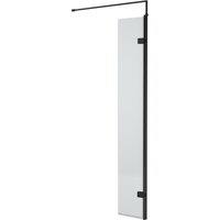 Balterley 8mm Fluted Hinged Return Screen & Support Bar: 300mm, Black