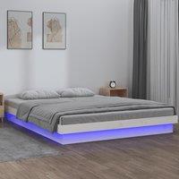 Berkfield Home LED Bed Frame without Mattress White 160x200 cm Solid Wood
