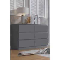 FWStyle Stora Matt 6 Drawer Chest (H) 77 (W) 110 (D) 40cm Extra Deep Drawers in Dark Grey