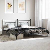 Berkfield Home Metal Bed Frame without Mattress with Headboard Black 193x203cm | Size: 193x203 cm