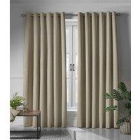 Luxury Living Linen Look Ring Top Blackout Curtains in Beige | Size: 229 cm width x 183 cm drop