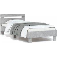 Berkfield Home Bed Frame without Mattress with LED Lights Concrete Grey 90x200 cm