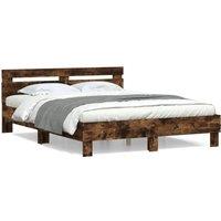 Berkfield Home Bed Frame without Mattress Smoked Oak 140x190 cm in Brown