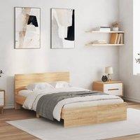 Berkfield Home Bed Frame without Mattress Sonoma Oak 135x190 cm Double in Brown
