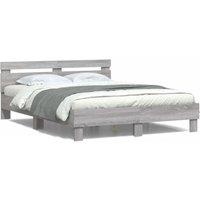 Berkfield Home Bed Frame with LED without Mattress Grey Sonoma 140x200 cm